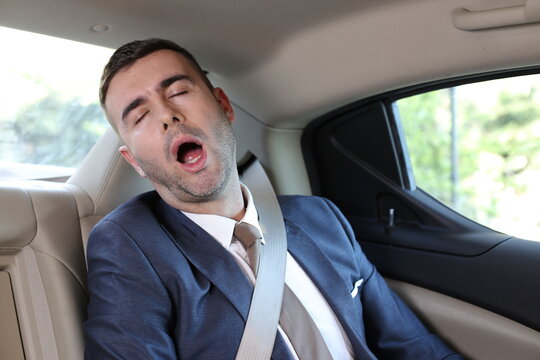 Exhausted Entrepreneur Passed Out On Backseat