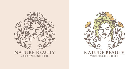 woman simple natural beauty logo