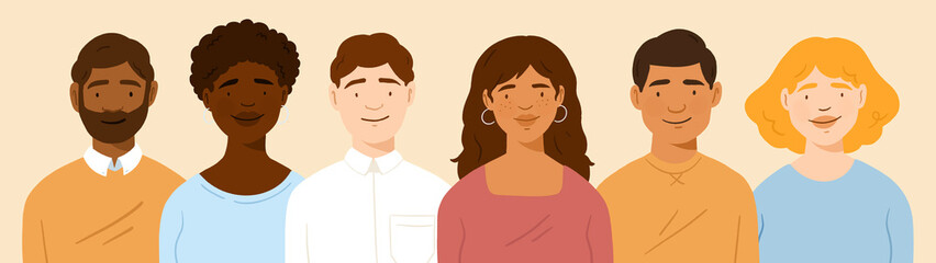 Male and female avatar profils, multicultural coworkers employees, men and women of different colors, group of people 