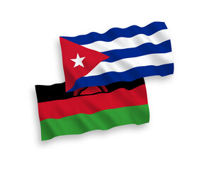 Flags of Malawi and Cuba on a white background