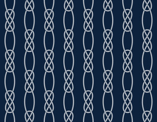 Vector ropes, fishing net, seamless. Blue background