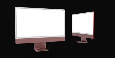 Workspace blank screen desktop computer, Mockup computer background dark black