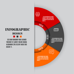 Vector semicircle chart templaten infographic design element. Business icon 3 step.
