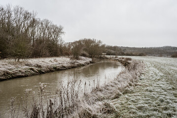 Frosty river banks