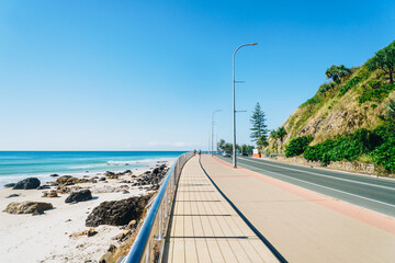 Kirra footpath and road towards Coolangatta on the Gold Coast