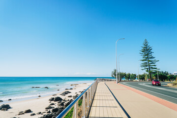 Wide shot of Kirra footpathto Coolangatta on the Gold Coast