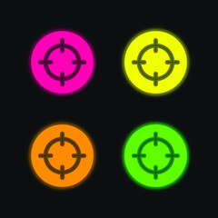 Aim four color glowing neon vector icon