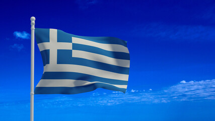 Greek flag, waving in the wind - 3d rendering - CGI