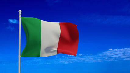 Italian flag, waving in the wind - 3d rendering - CGI
