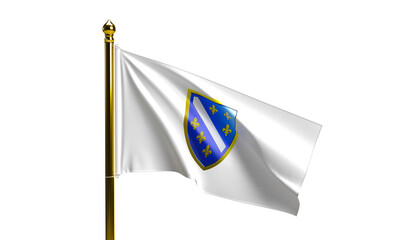 Bosnia Flag 1992-1998 Ljiljani BiH Flag Shield Bosnian Emblem 3D Render