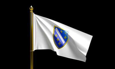 Bosnia Flag 1992-1998 Ljiljani BiH Flag Shield Bosnian Emblem 3D Render
