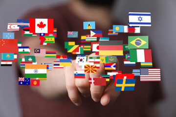 Global communication, international messaging and translation concept