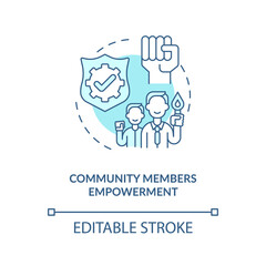 Community members empowerment concept icon. Developing civic engagement skills abstract idea thin line illustration. Gaining control over lives. Vector isolated outline color drawing. Editable stroke