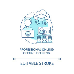 Professional online, offline training concept icon. Community development abstract idea thin line illustration. Actively involving students. Vector isolated outline color drawing. Editable stroke