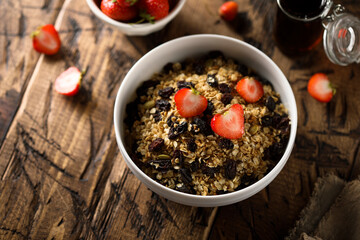 Healthy homemade granola with berries