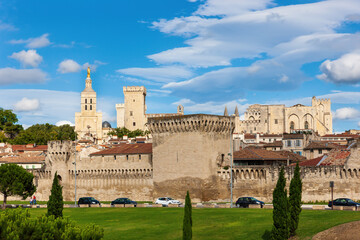Fototapeta premium View of historic center and Papal Palace of Avignon town. France