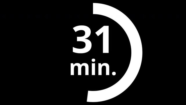 simple clean 60 minutes graphic animation timer clock with alpha