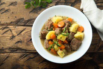 Traditional homemade meat stew with vegetables