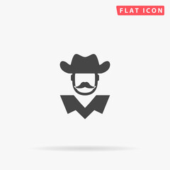 American Cowboy, Sheriff flat vector icon. Hand drawn style design illustrations