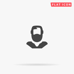 Bearded man flat vector icon. Hand drawn style design illustrations