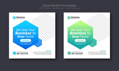 Corporate social media post design. Professional social media banner layout.