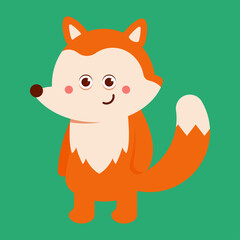 Funny fox vector cartoon illustration isolated on background.