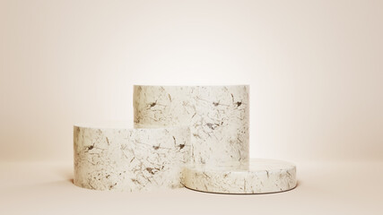 3D rendering of abstract background. Podium for show product. Blank scene showcase mockup with empty round stage.