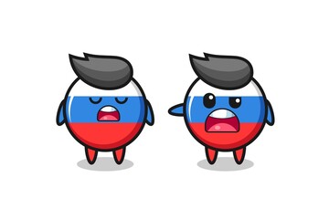 illustration of the argue between two cute russia flag badge characters