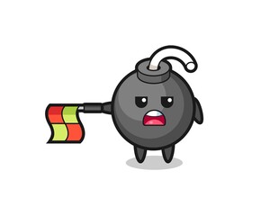 bomb character as line judge hold the flag straight horizontally