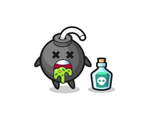 illustration of an bomb character vomiting due to poisoning