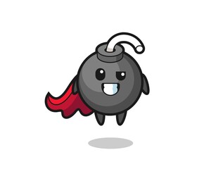 the cute bomb character as a flying superhero