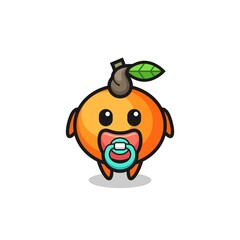 baby mandarin orange cartoon character with pacifier