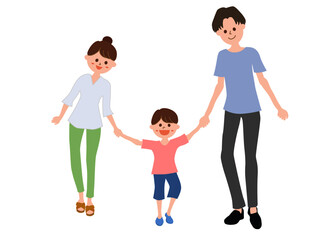 家族でお散歩（お出かけ、外出）