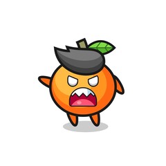 cute mandarin orange cartoon in a very angry pose