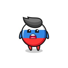 Obraz premium russia flag badge illustration with apologizing expression, saying I am sorry