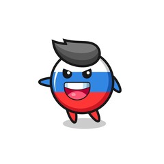 russia flag badge cartoon with very excited pose