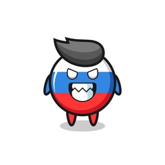 evil expression of the russia flag badge cute mascot character