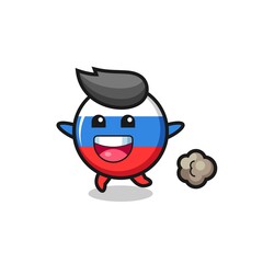the happy russia flag badge cartoon with running pose
