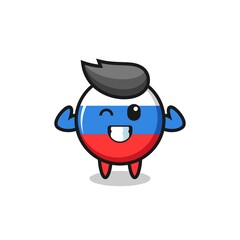 the muscular russia flag badge character is posing showing his muscles