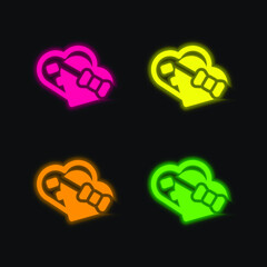Box four color glowing neon vector icon