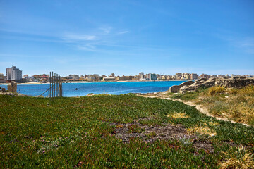 Fototapeta premium the ruins of the ancient Tonnata Tipa and in the background the sea and the city of Trapani