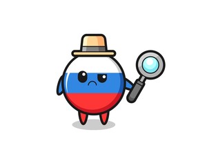 the mascot of cute russia flag badge as a detective