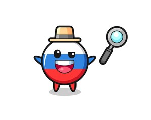 illustration of the russia flag badge mascot as a detective who manages to solve a case