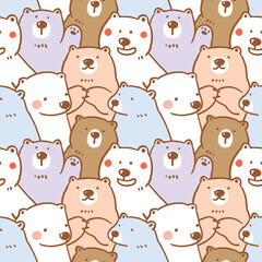 Seamless Pattern of Cartoon Bear Illustration