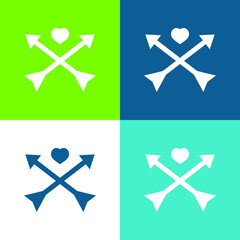 Arrows And Heart Flat four color minimal icon set