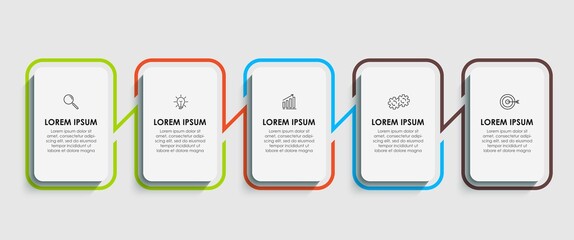 Vector Infographic design business template with icons and 5 options or steps. Can be used for process diagram, presentations, workflow layout, banner, flow chart, info graph