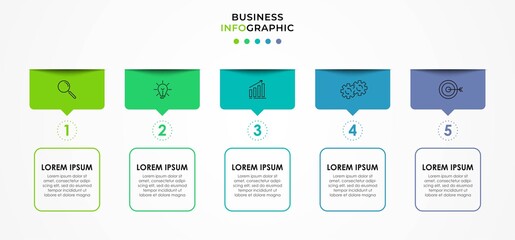 Vector Infographic design business template with icons and 5 options or steps. Can be used for process diagram, presentations, workflow layout, banner, flow chart, info graph