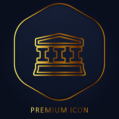 Bank Sign golden line premium logo or icon