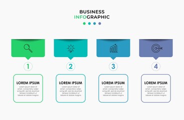 Vector Infographic design business template with icons and 4 options or steps. Can be used for process diagram, presentations, workflow layout, banner, flow chart, info graph