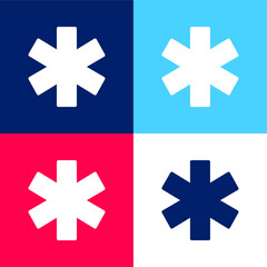 Ambulance blue and red four color minimal icon set
